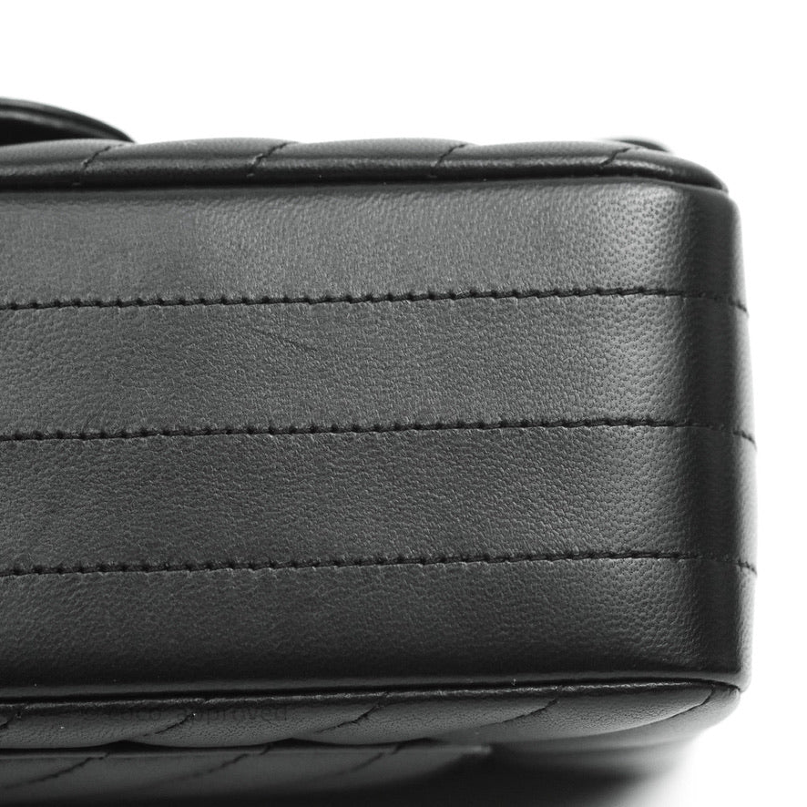 Chanel Chevron Mini Rectangular Flap Black Lambskin Silver Hardware