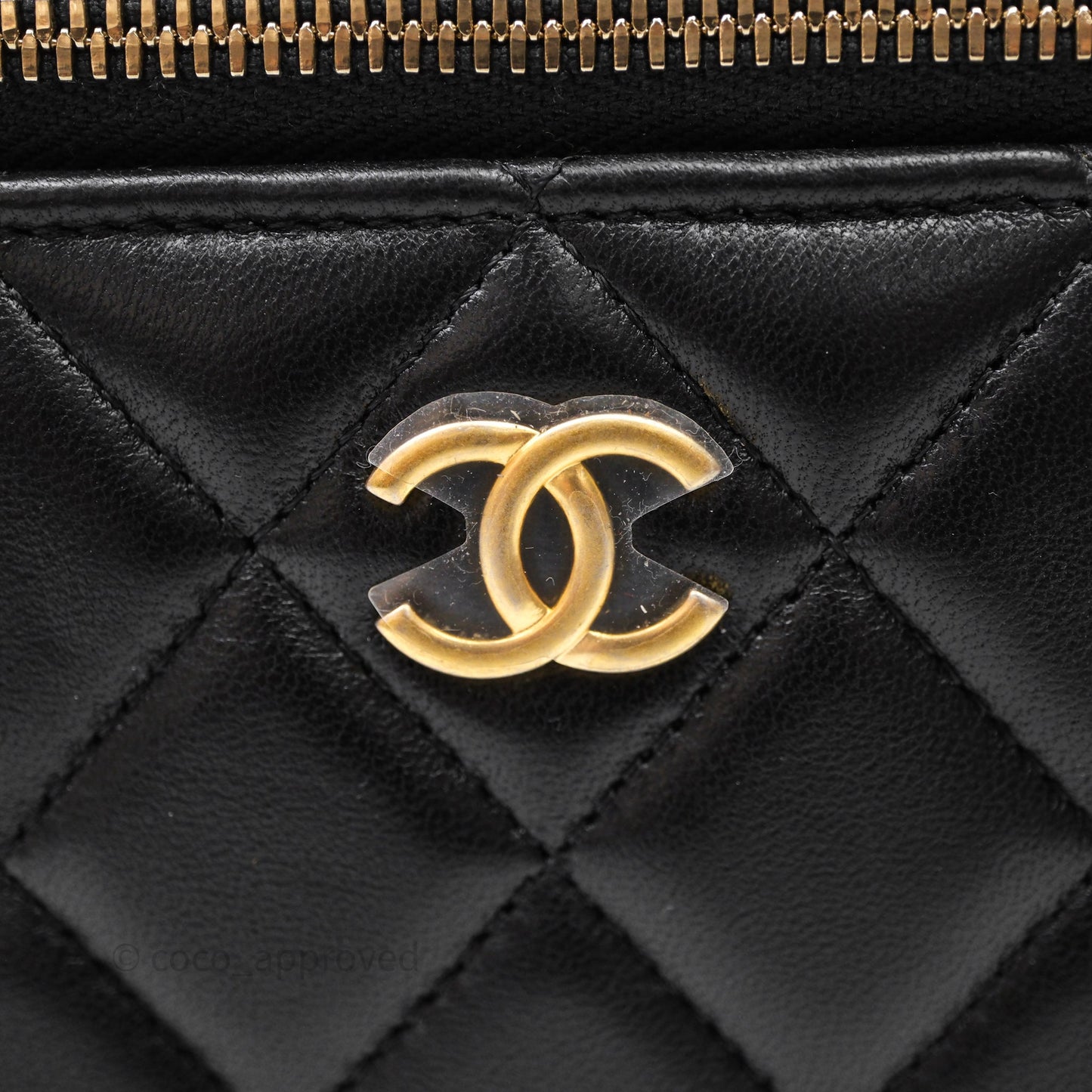 Chanel Top Handle Vanity Rectangular Black Lambskin Aged Gold Hardware