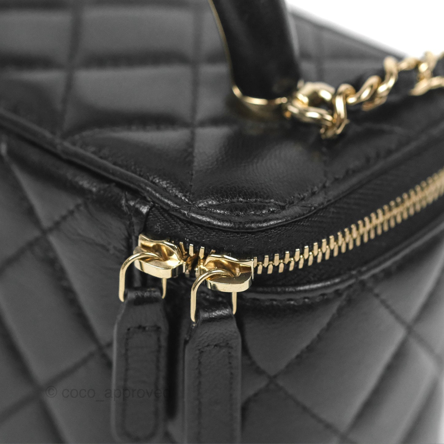 Chanel Vanity Rectangular Top Handle Black Lambskin Gold Hardware