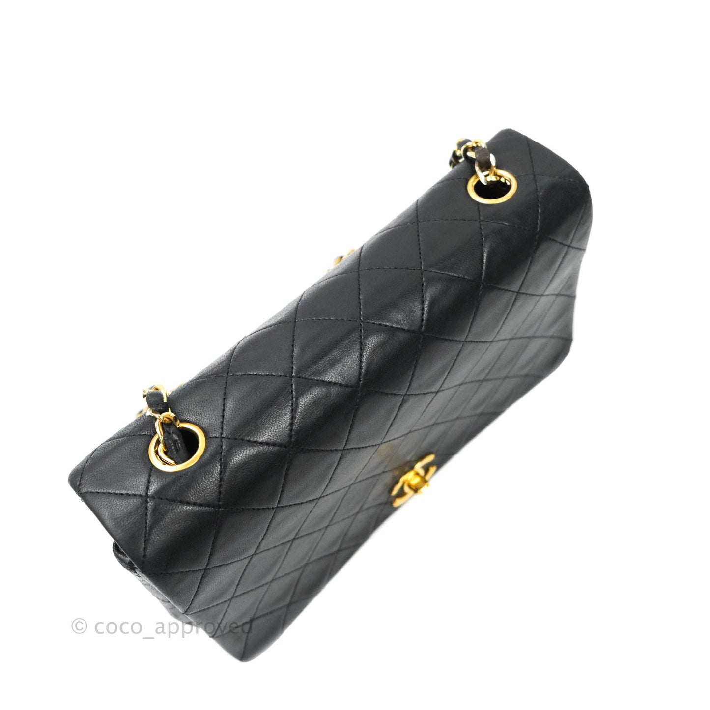 Chanel Vintage Small Single Full Flap Bag Black Lambskin 24K Gold Hardware