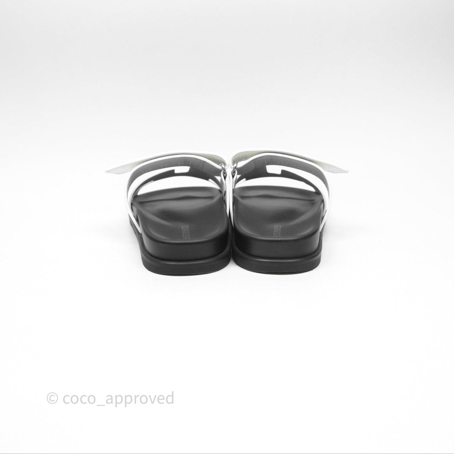 Hermès Chypre Sandal Calfskin Black/White Size 36