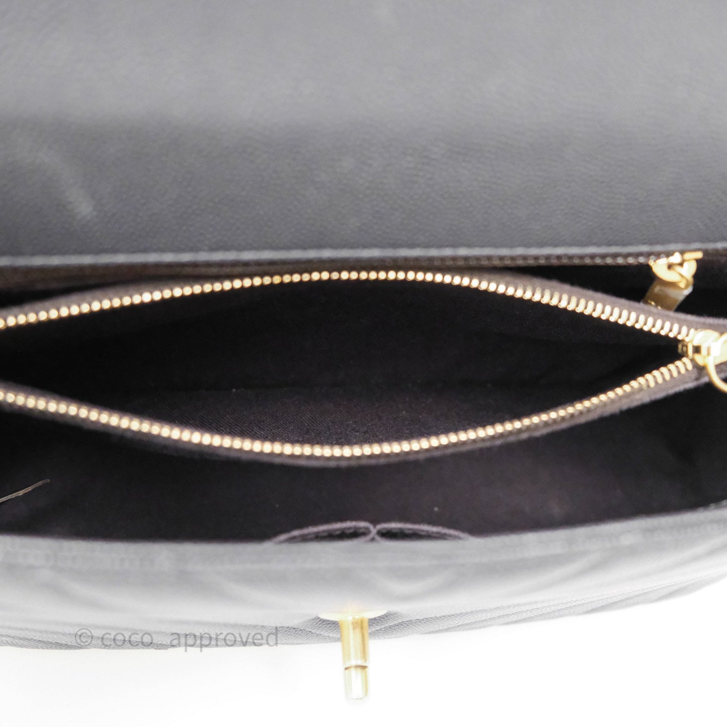 Chanel Medium Coco Handle Chevron Dark Grey Caviar Aged Gold Hardware
