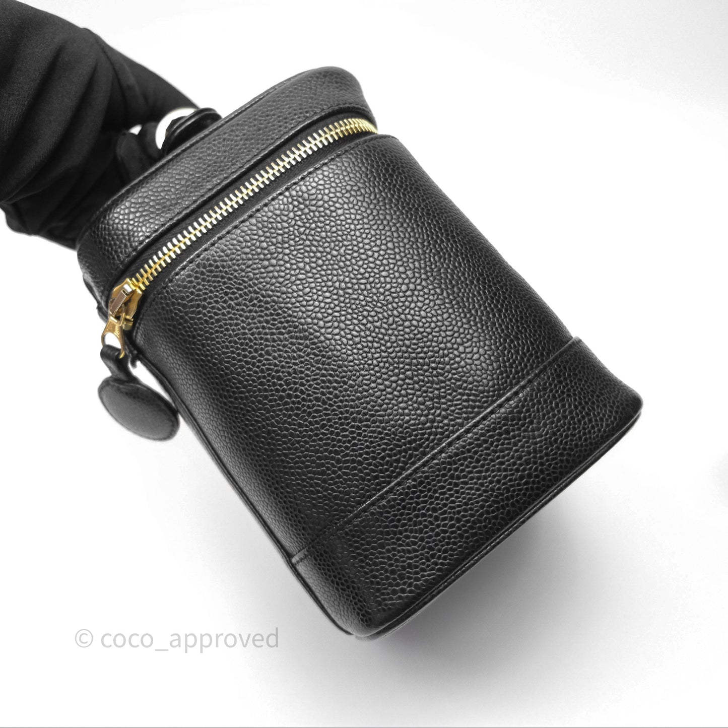 Chanel Vintage Vanity Case Black Caviar Gold Hardware