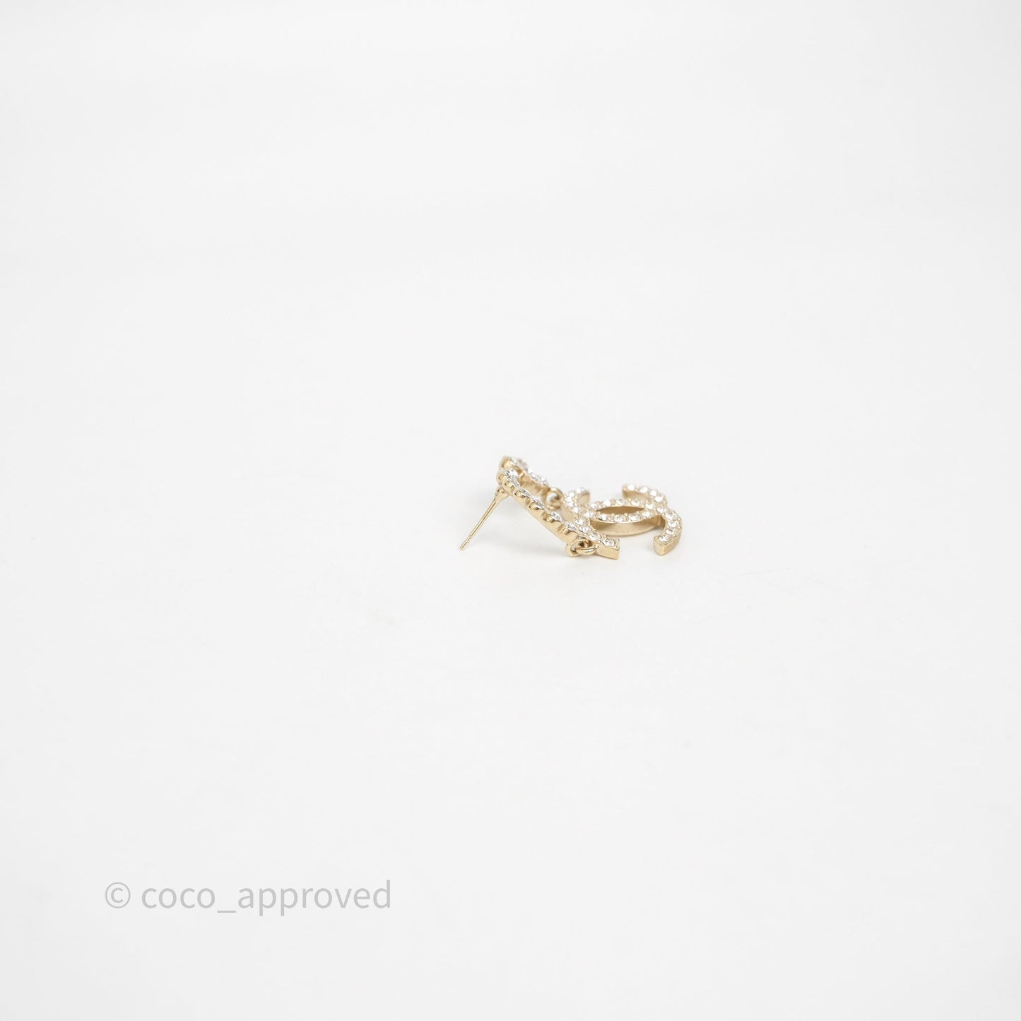 Chanel Crystal CC Floral Earrings Gold Tone 23A