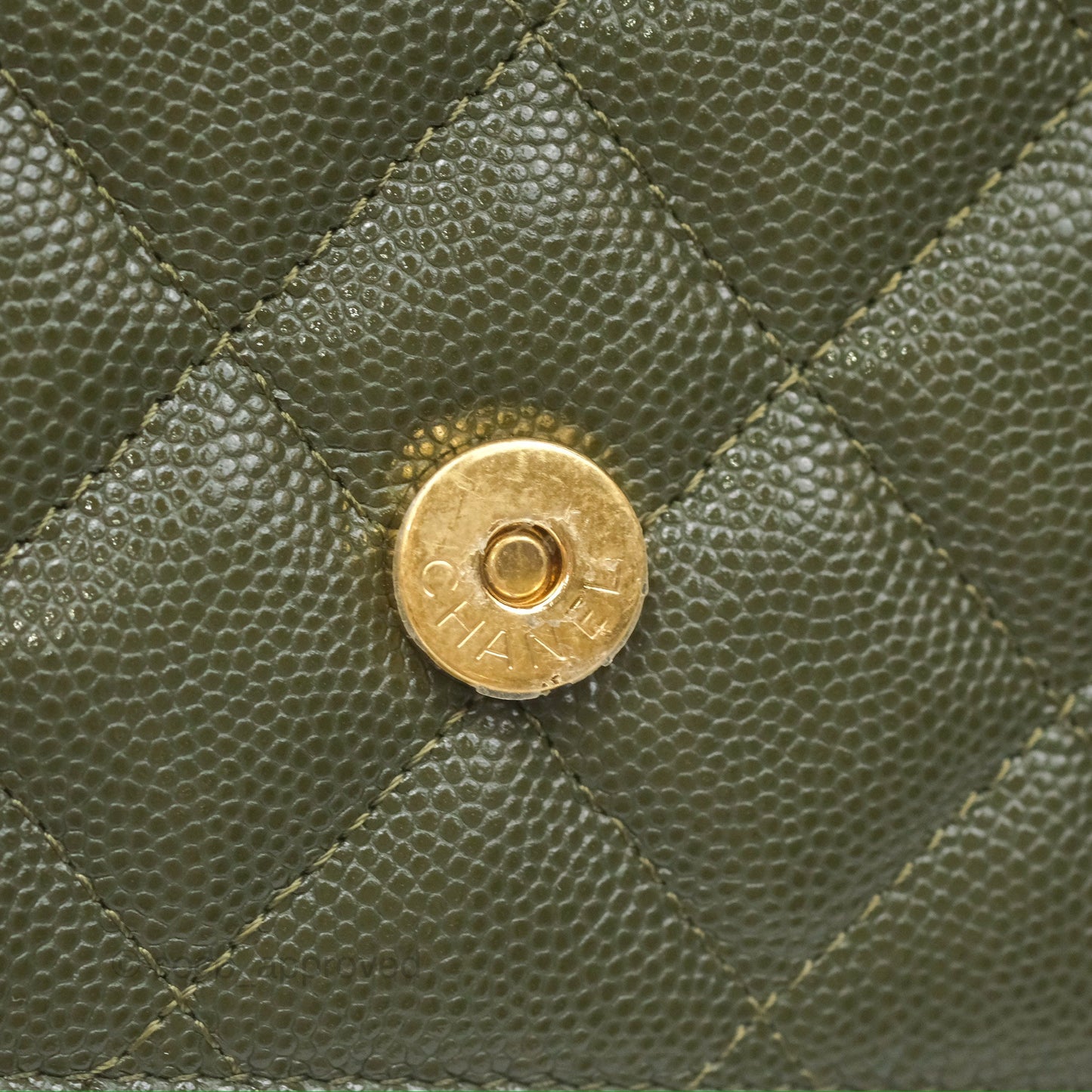Chanel Coco First Wallet On Chain WOC Dark Olive Green Caviar Gold Hardware 22K