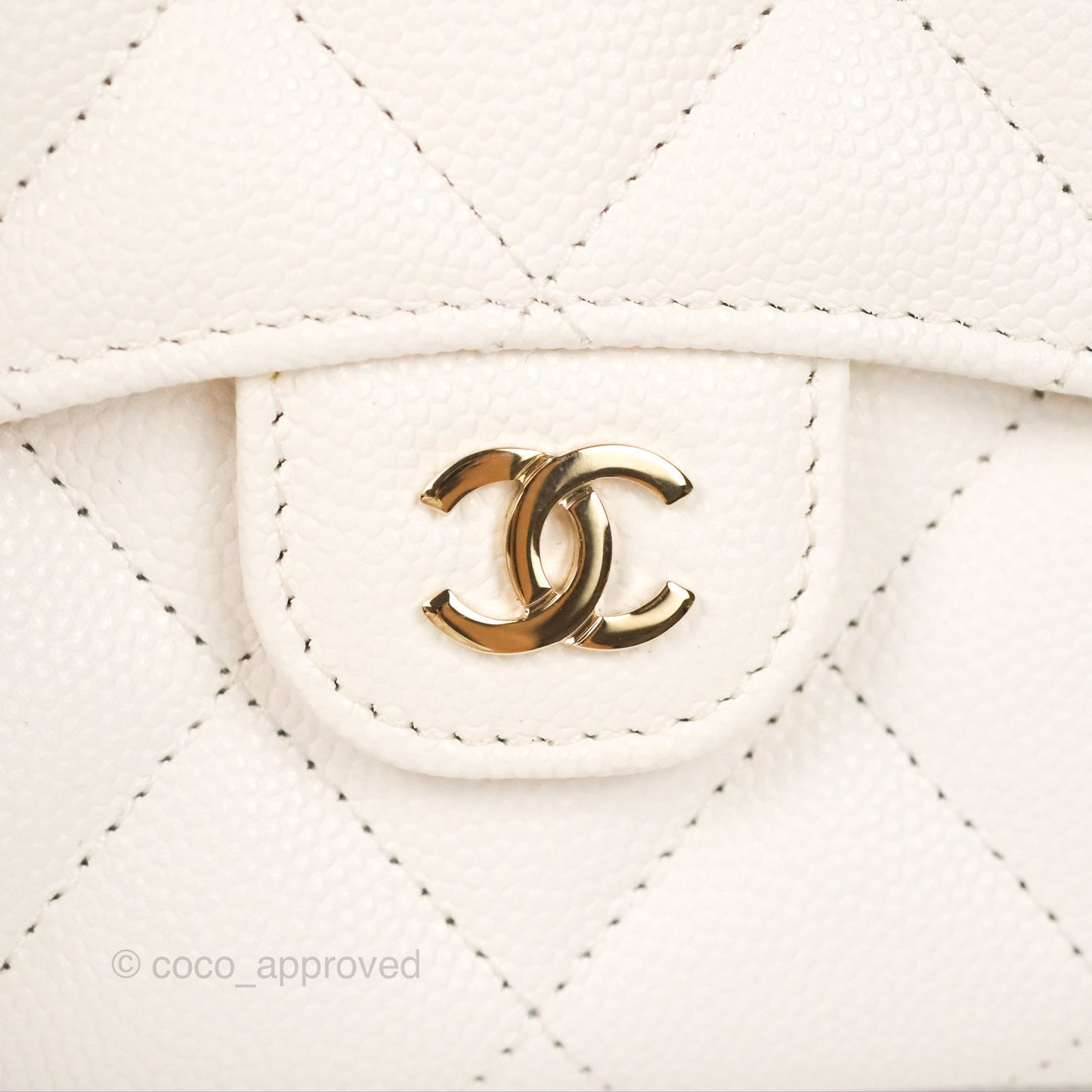 Chanel Mini Wallet With Chain White Caviar Gold Hardware