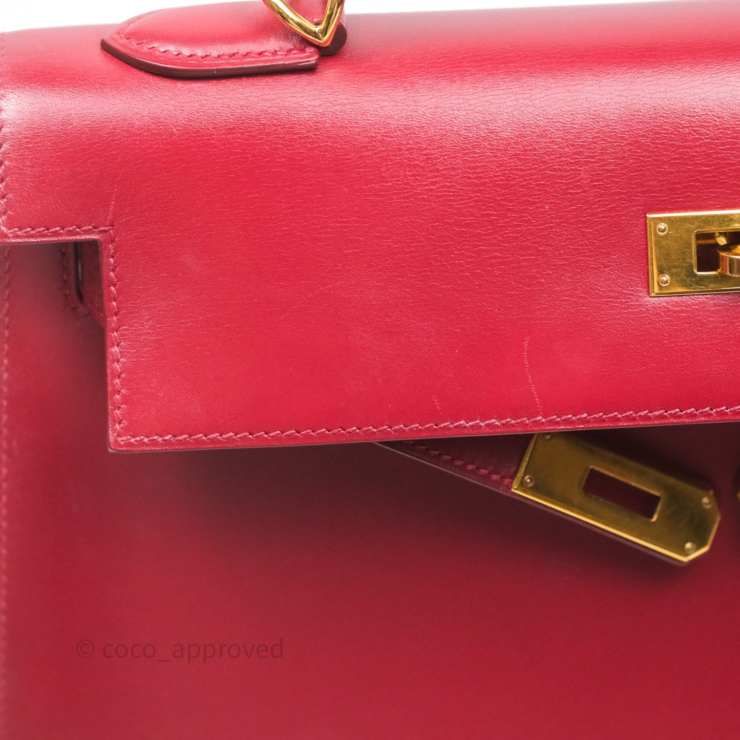 Hermès Vintage Kelly 32 Sellier Rouge Hermes 55 Box Leather Gold Hardware