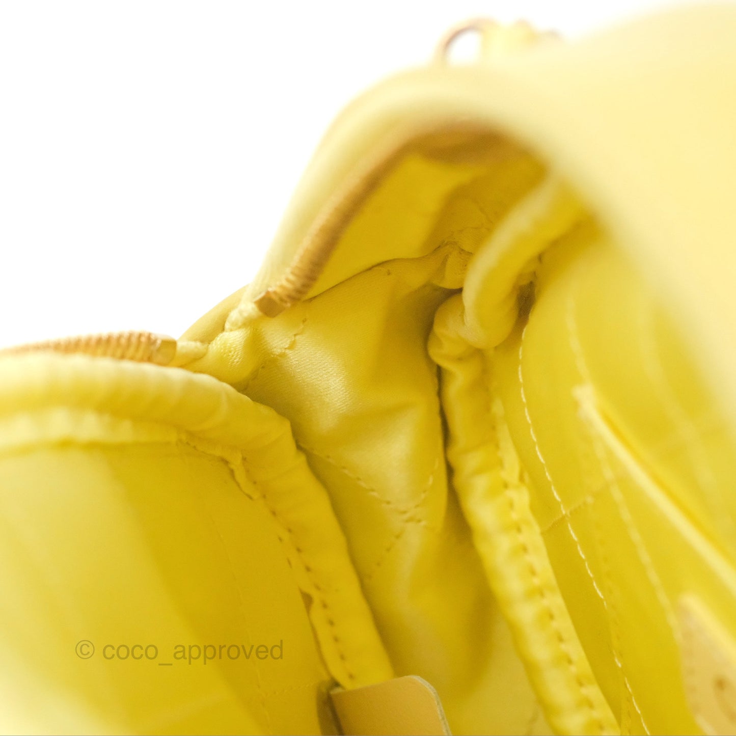 Chanel Small Quilted Diamond Cut Bag Yellow Lambskin Aged Gold Hardware