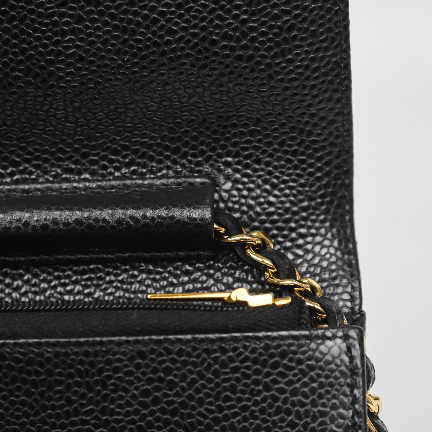 Chanel Classic Wallet On Chain WOC Quilted  Black Caviar Gold Hardware