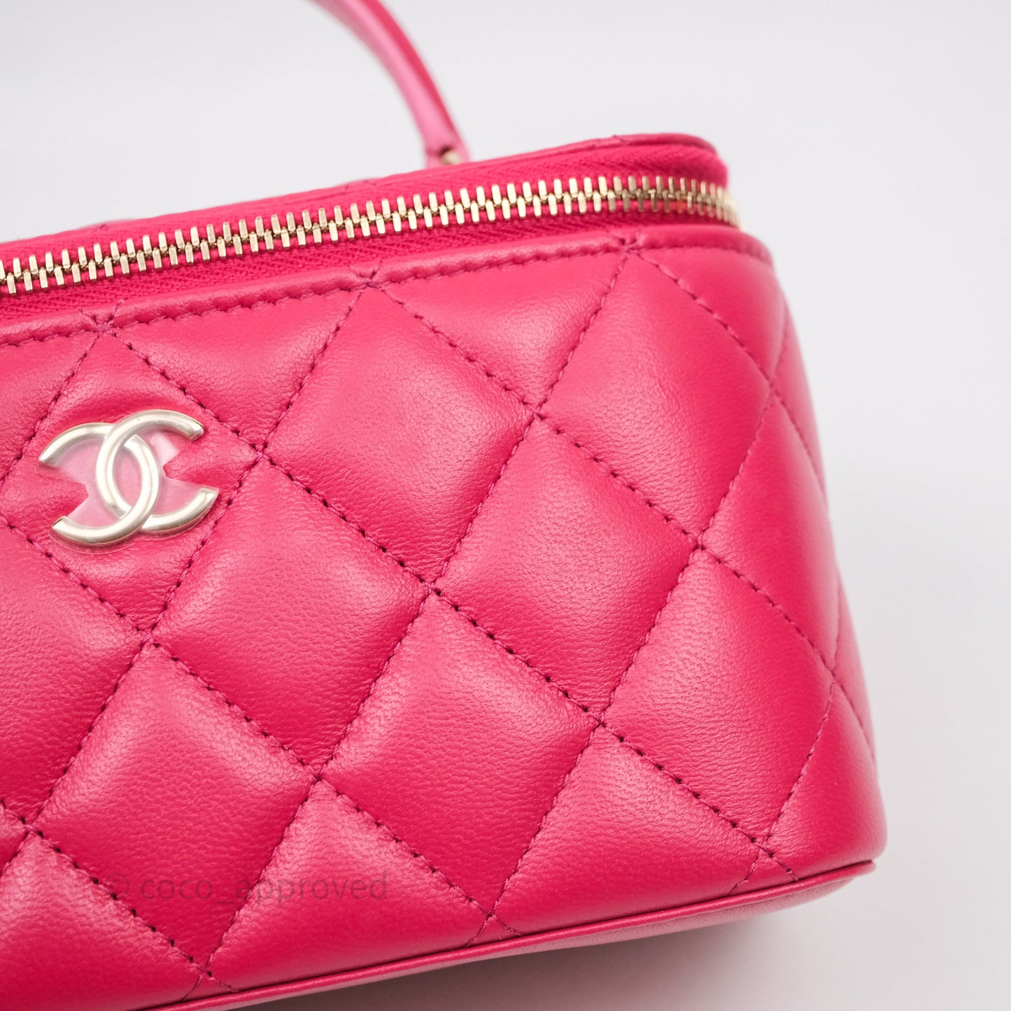 Chanel Vanity Rectangular Top Handle Pink Lambskin Gold Hardware