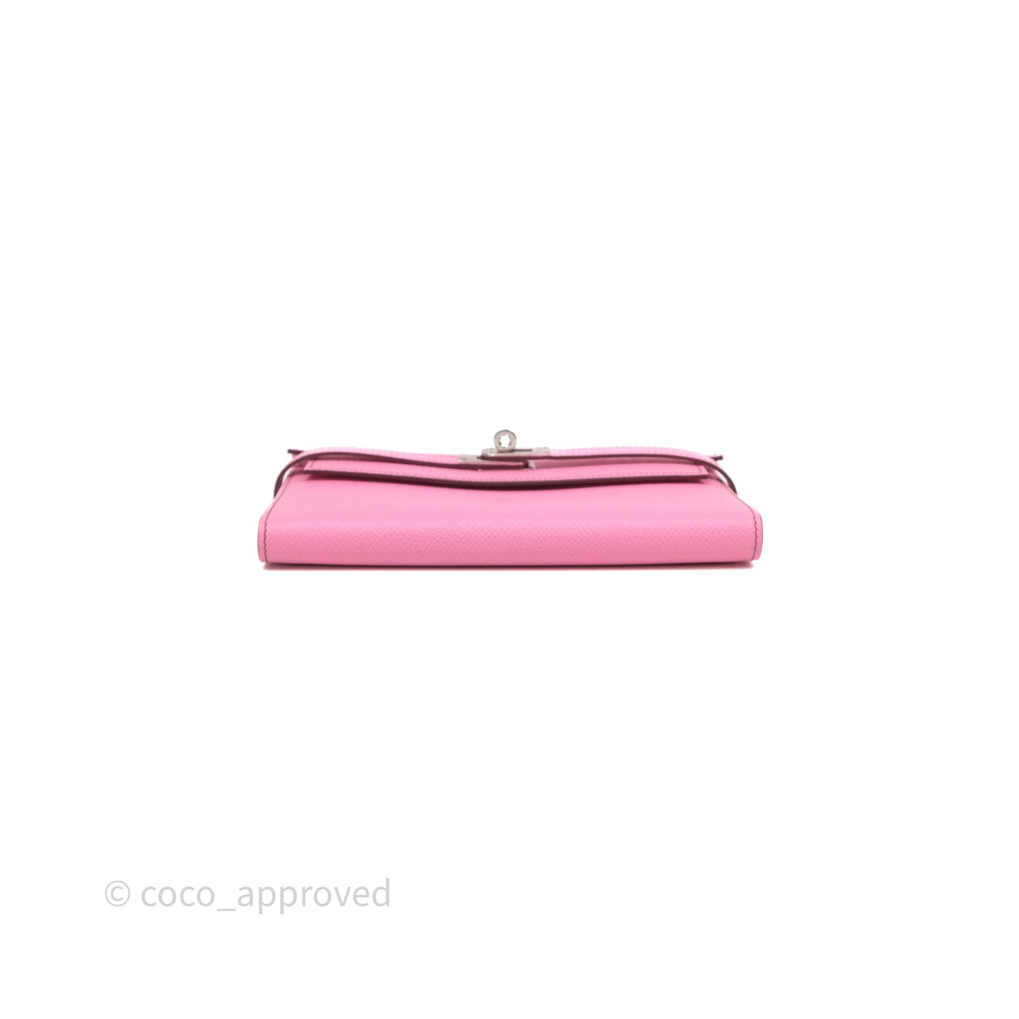 Hermès Kelly Wallet Bubblegum Epsom Palladium Hardware