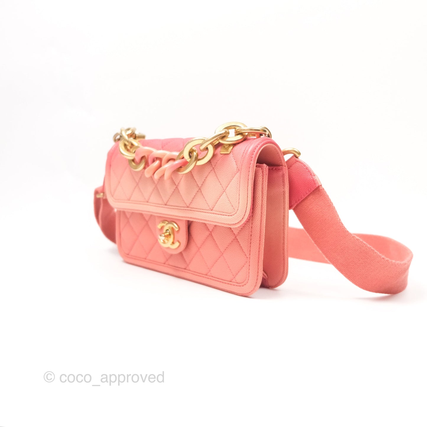Chanel Sunset On The Sea Flap Bag Pink Caviar Aged Gold Hardware
