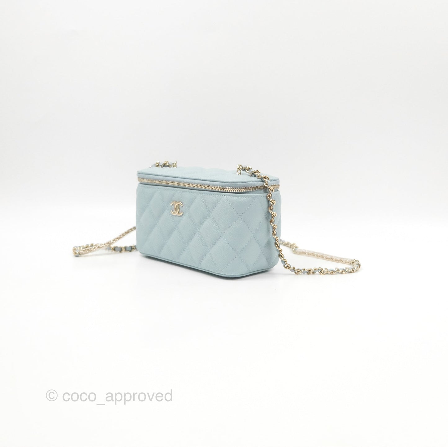 Chanel Vanity with CC Chain Light Blue Caviar Gold Hardware