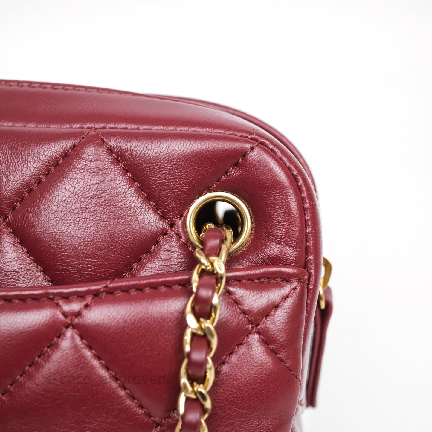 Chanel Small Camera Bag Burgundy Lambskin Gold Hardware