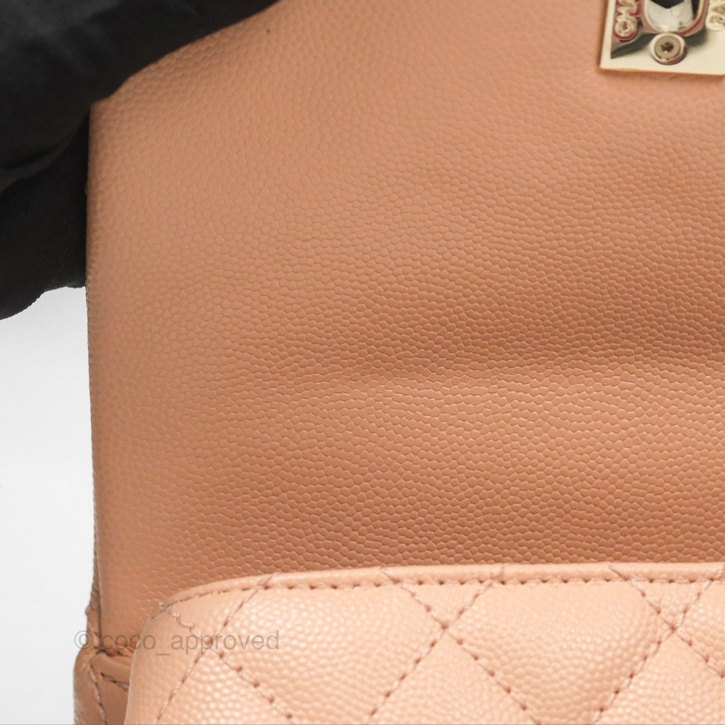 Chanel Quilted Mini Coco Handle Caviar Pink Beige Gold Hardware