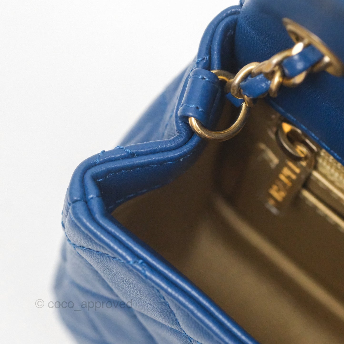 Chanel Mini Rectangular Pearl Crush Blue Lambskin Aged Gold Hardware