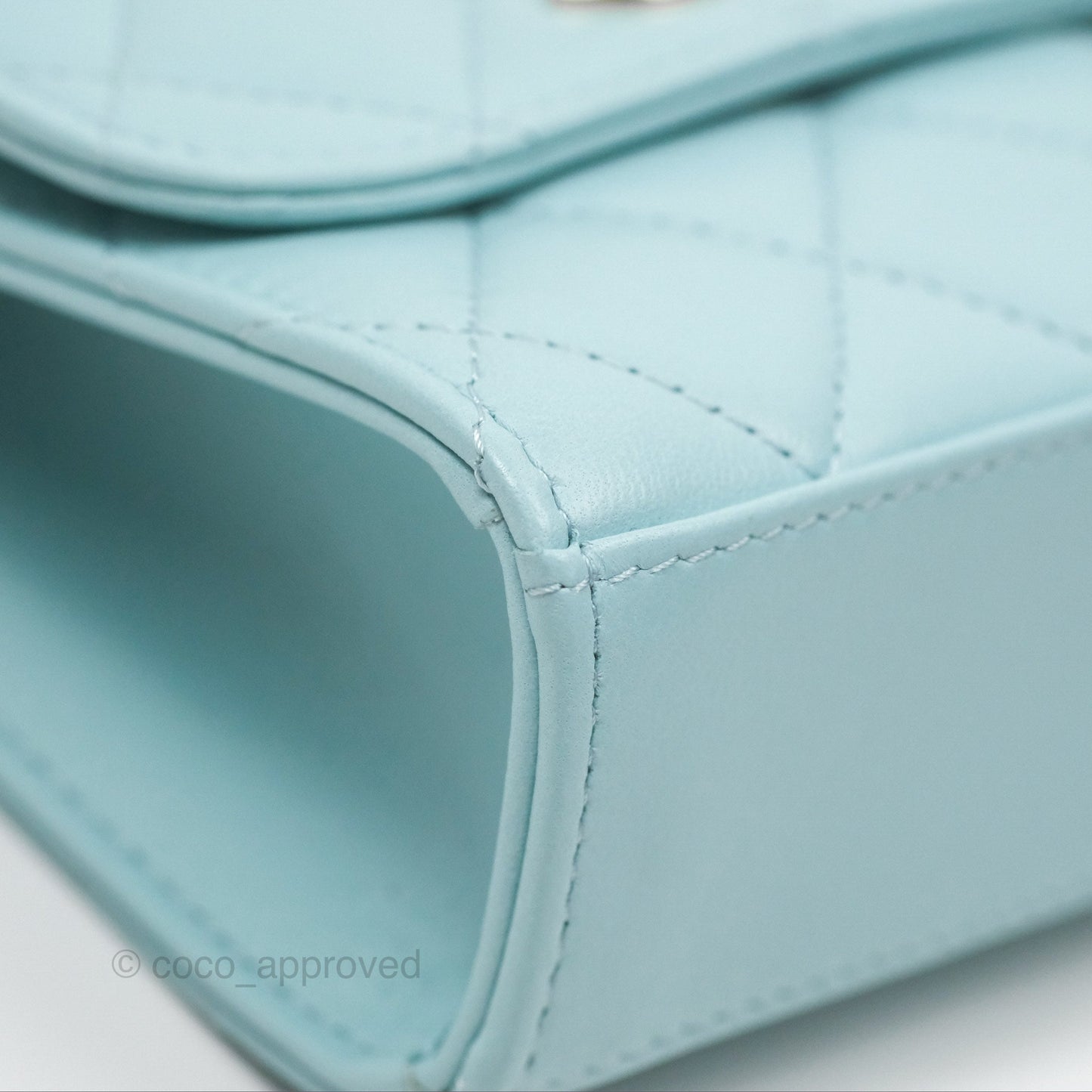 Chanel Mini Quilted Trendy CC Clutch With Chain Tiffany Blue Lambskin Gold Hardware