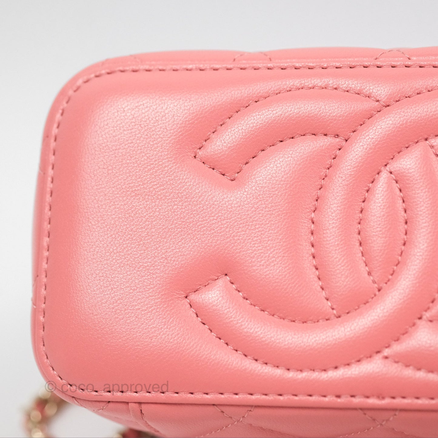 Chanel Vanity Rectangular Top Handle Pink Lambskin Gold Hardware