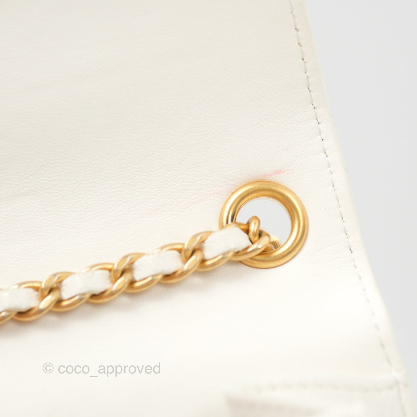 Chanel Quilted Pearl Crush Phone Holder With Chain White Lambskin
