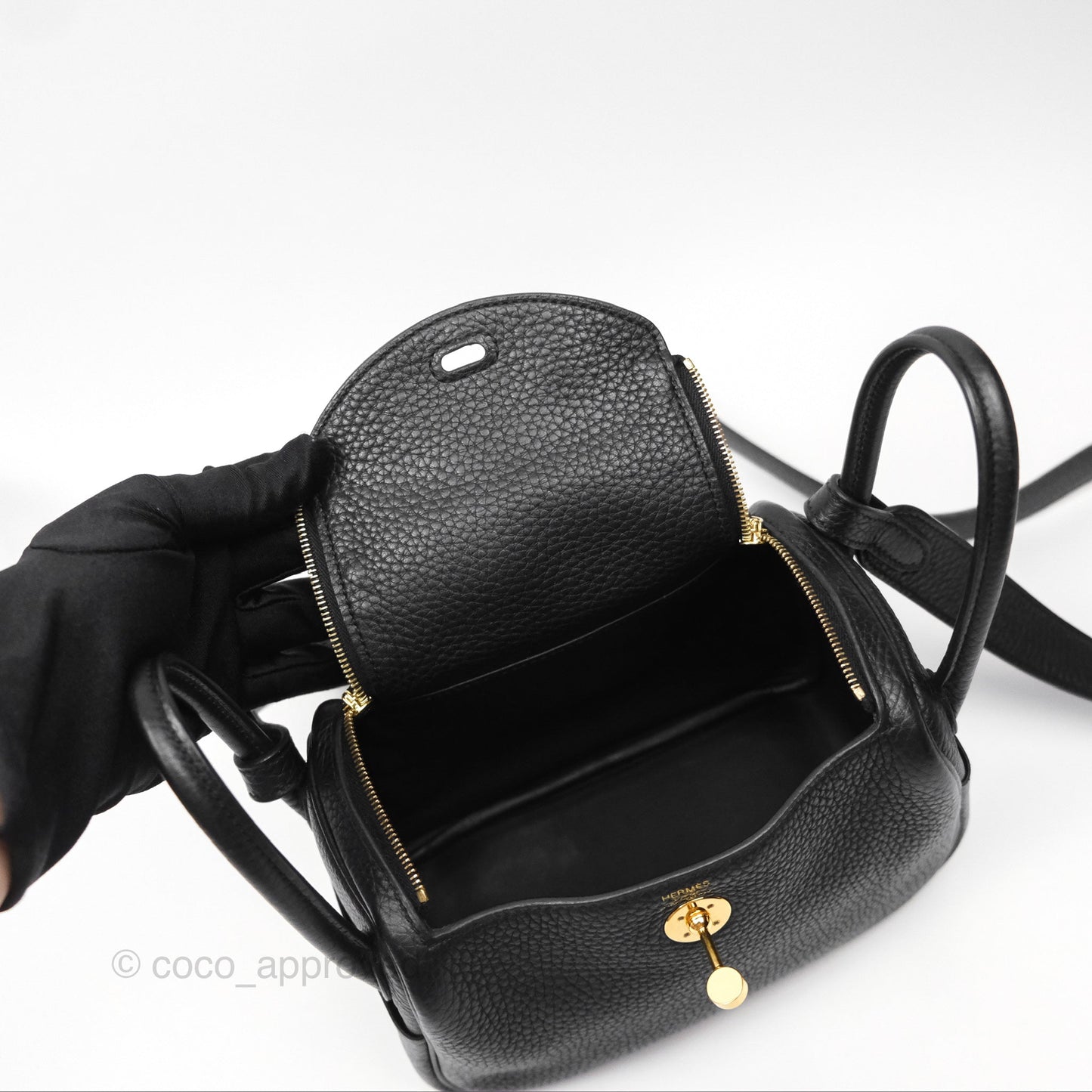 Hermès Mini Lindy 20 Noir 89 Clemence Gold Hardware