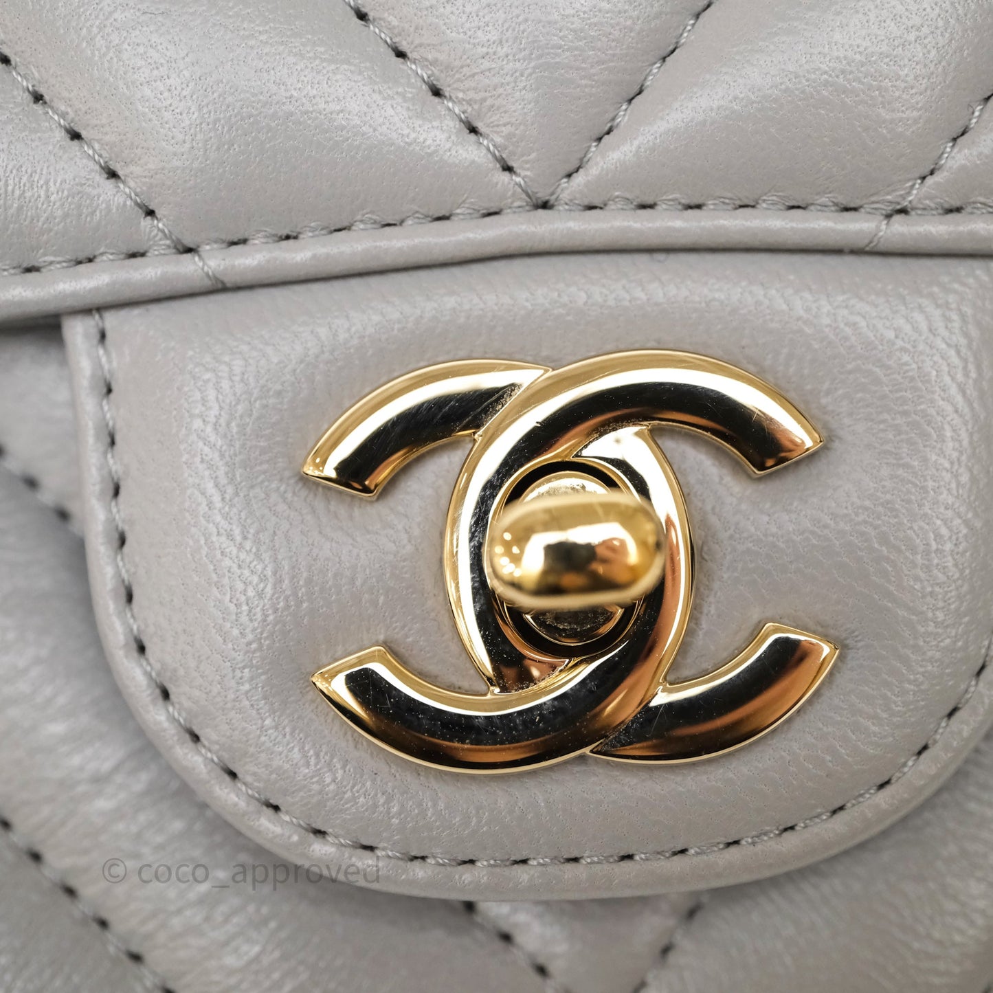 Chanel Mini Rectangular Chevron Grey Lambskin Light Gold Hardware