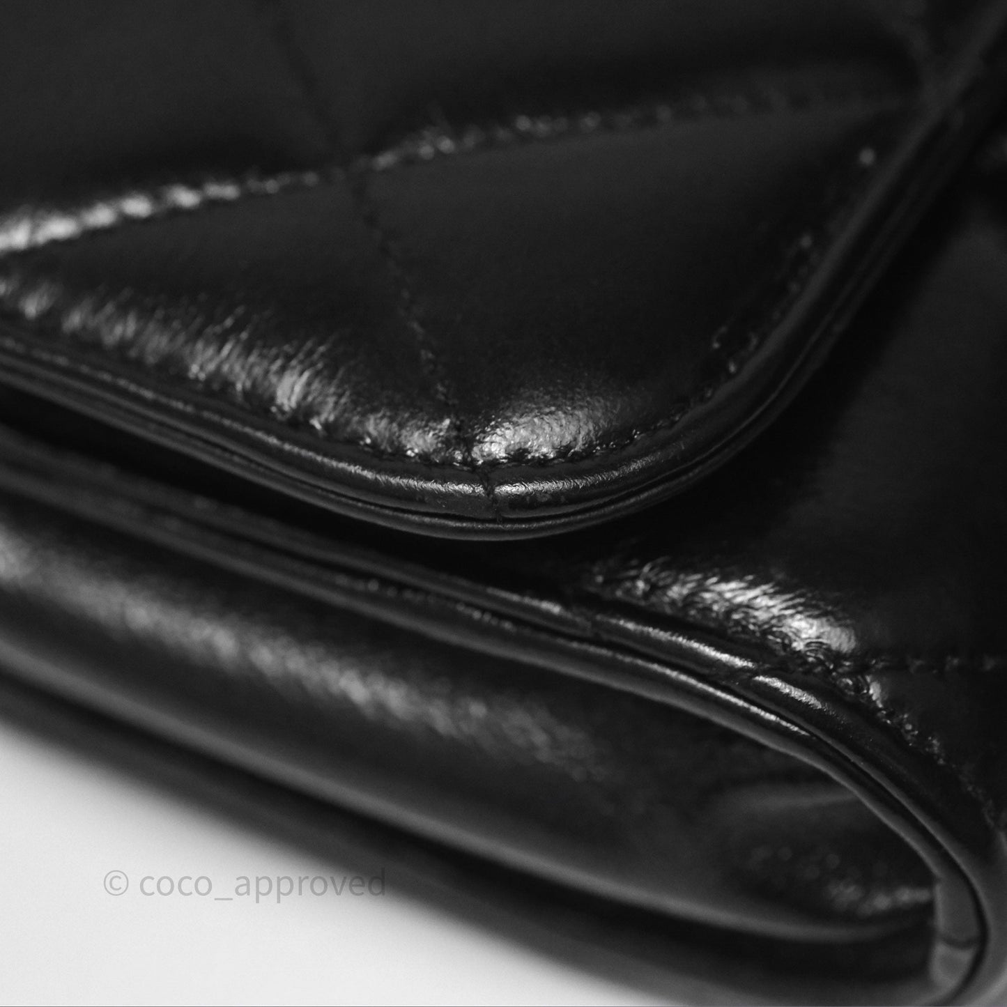 Chanel Quilted Medallion Wallet on Chain WOC Black Glossy Lambskin Gold Hardware 22K