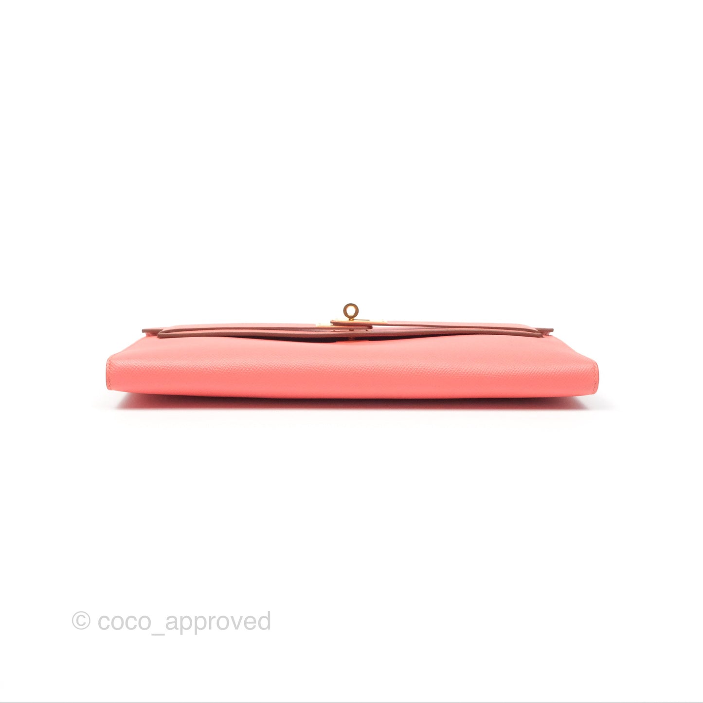 Hermes Kelly Cut Clutch Pochette Flamingo Epsom Gold Hardware