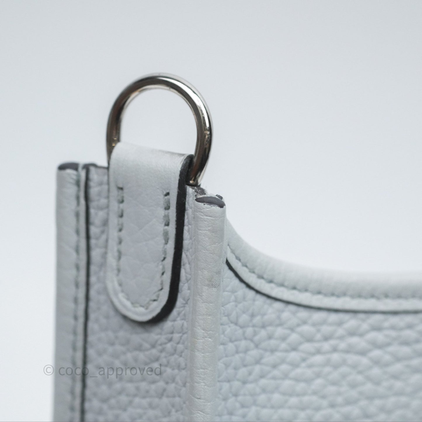 Hermès Mini Evelyne 16 Bleu Pale 08 Clemence Palladium Hardware