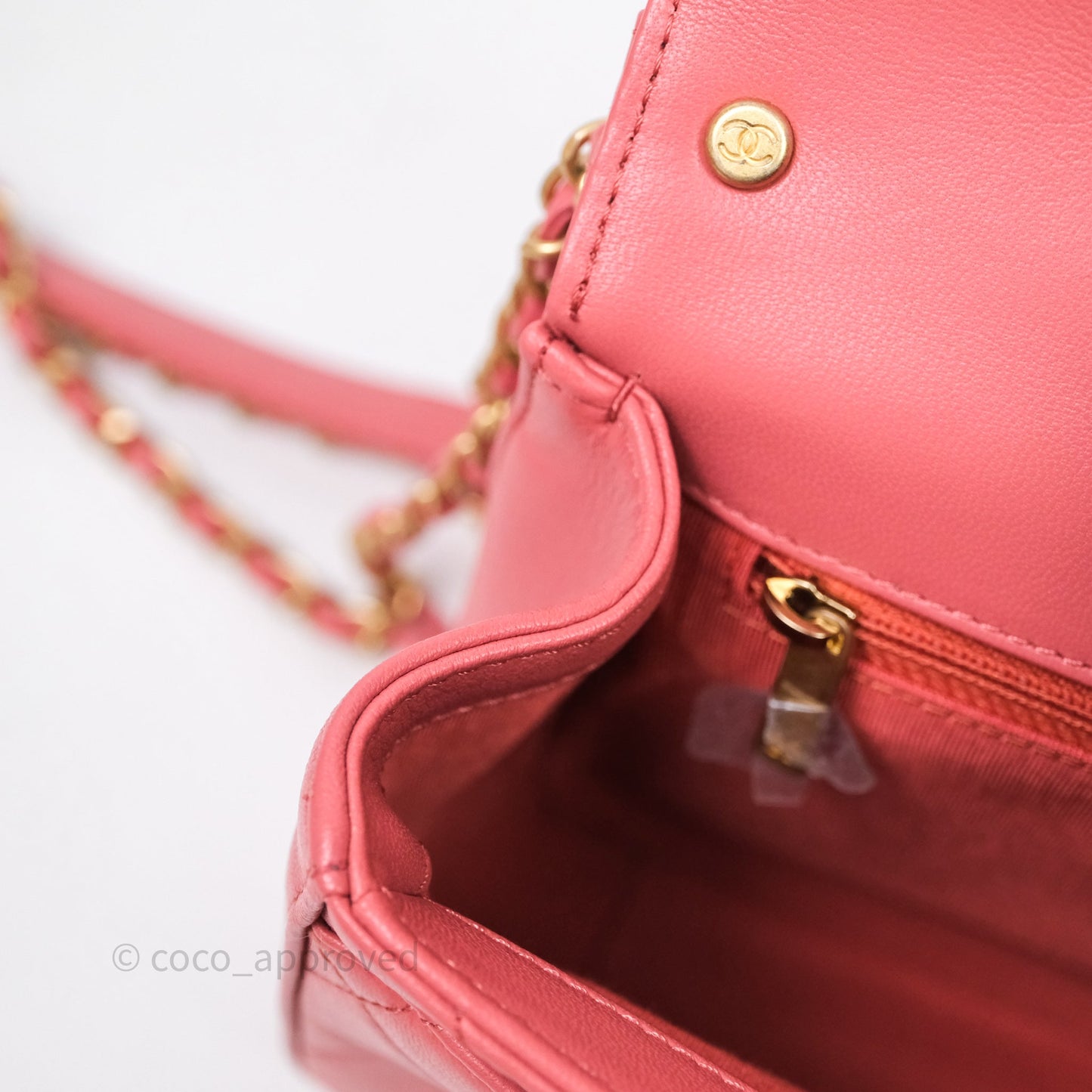 Chanel Quilted Chain Infinity Handle Bag Pink Lambskin Aged Gold Hardware