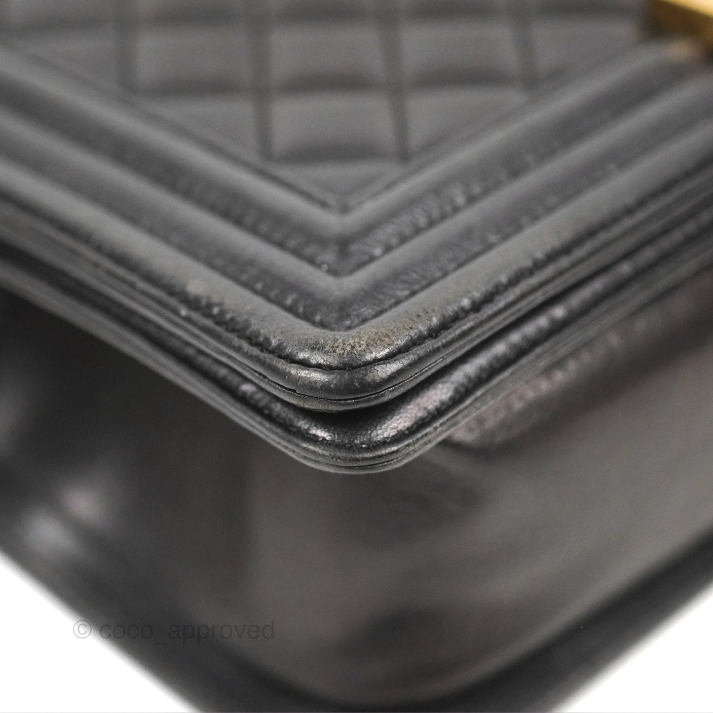 Chanel Quilted Medium Boy Black Lambskin Aged Gold Hardware