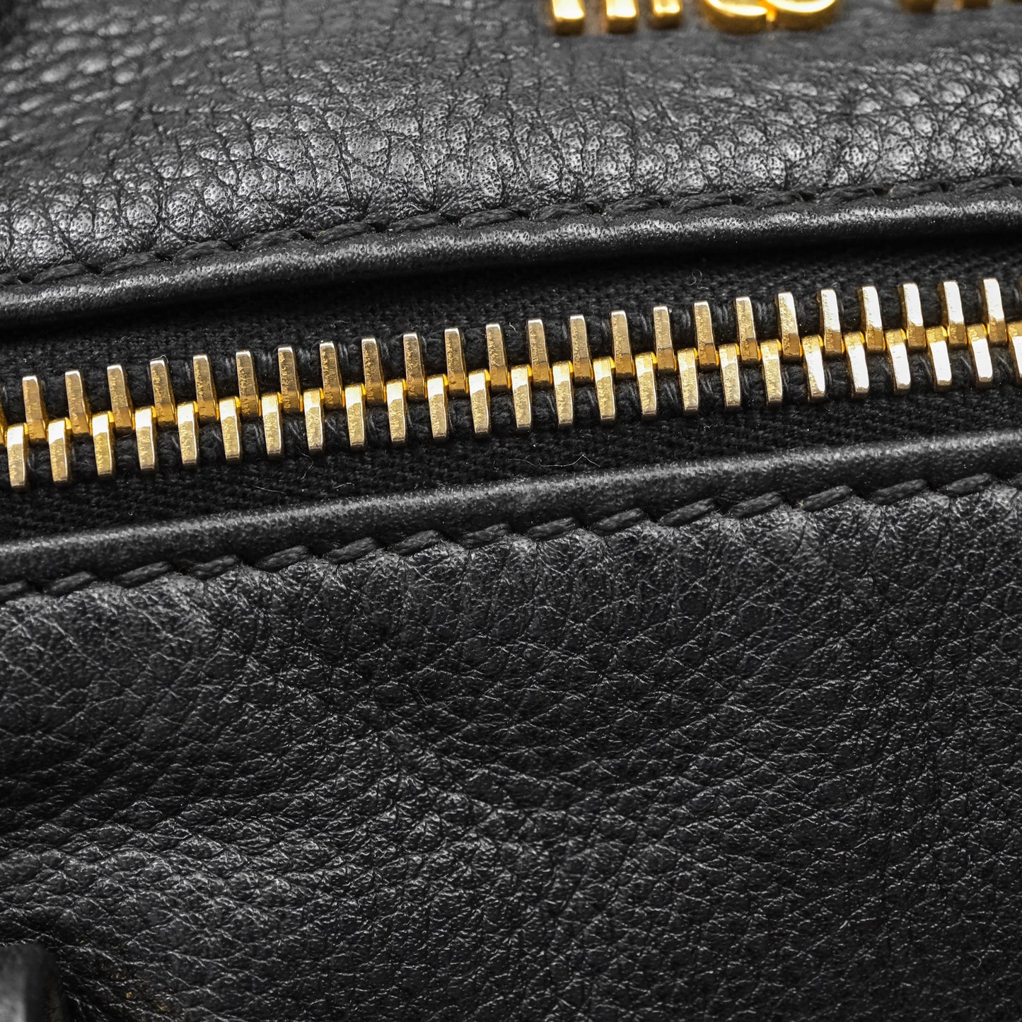 Miu Miu Vitello Tote Bag Black Gold Hardware