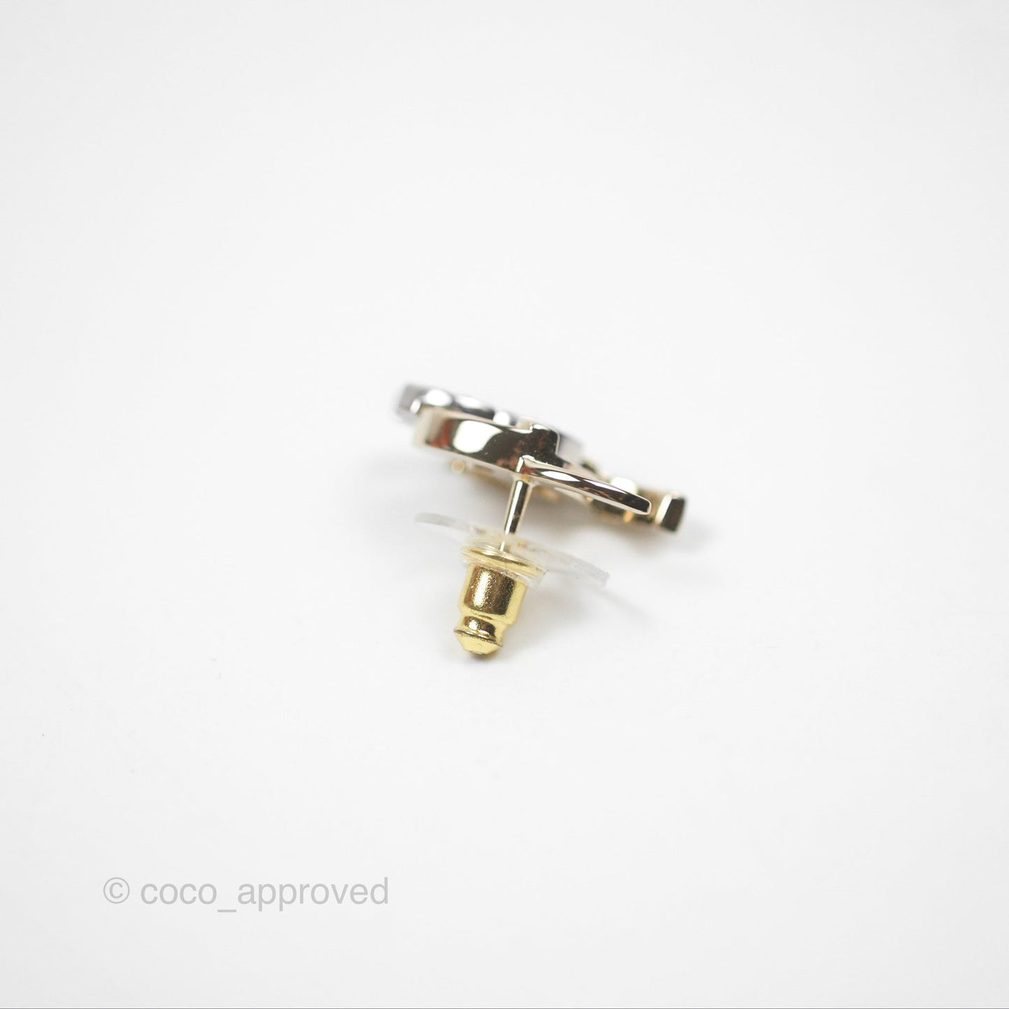 Chanel Double Crystal CC Earrings Silver & Gold Tone 21A
