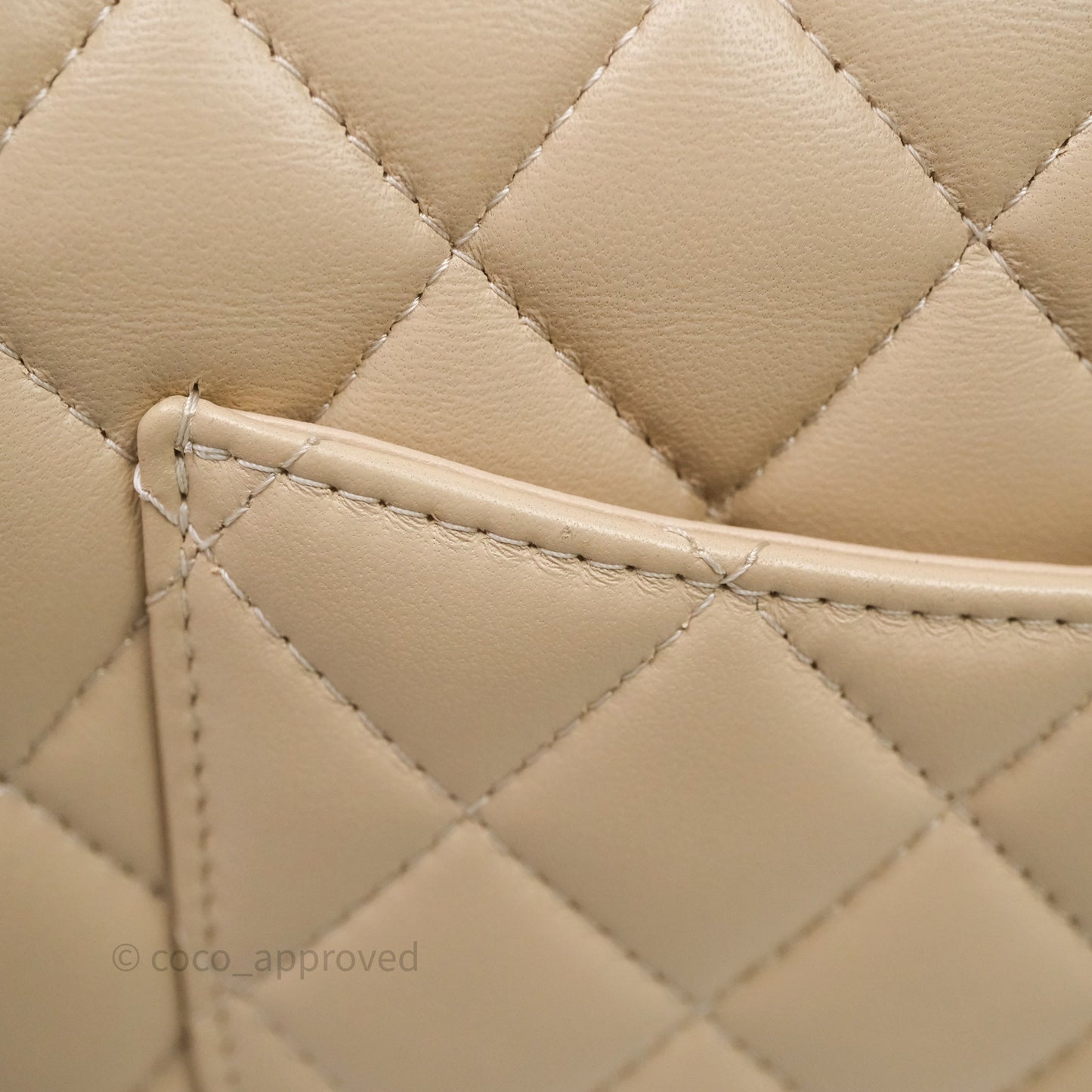 Chanel Top Handle Mini Rectangular Flap Beige Lambskin Shiny Gold Hardware