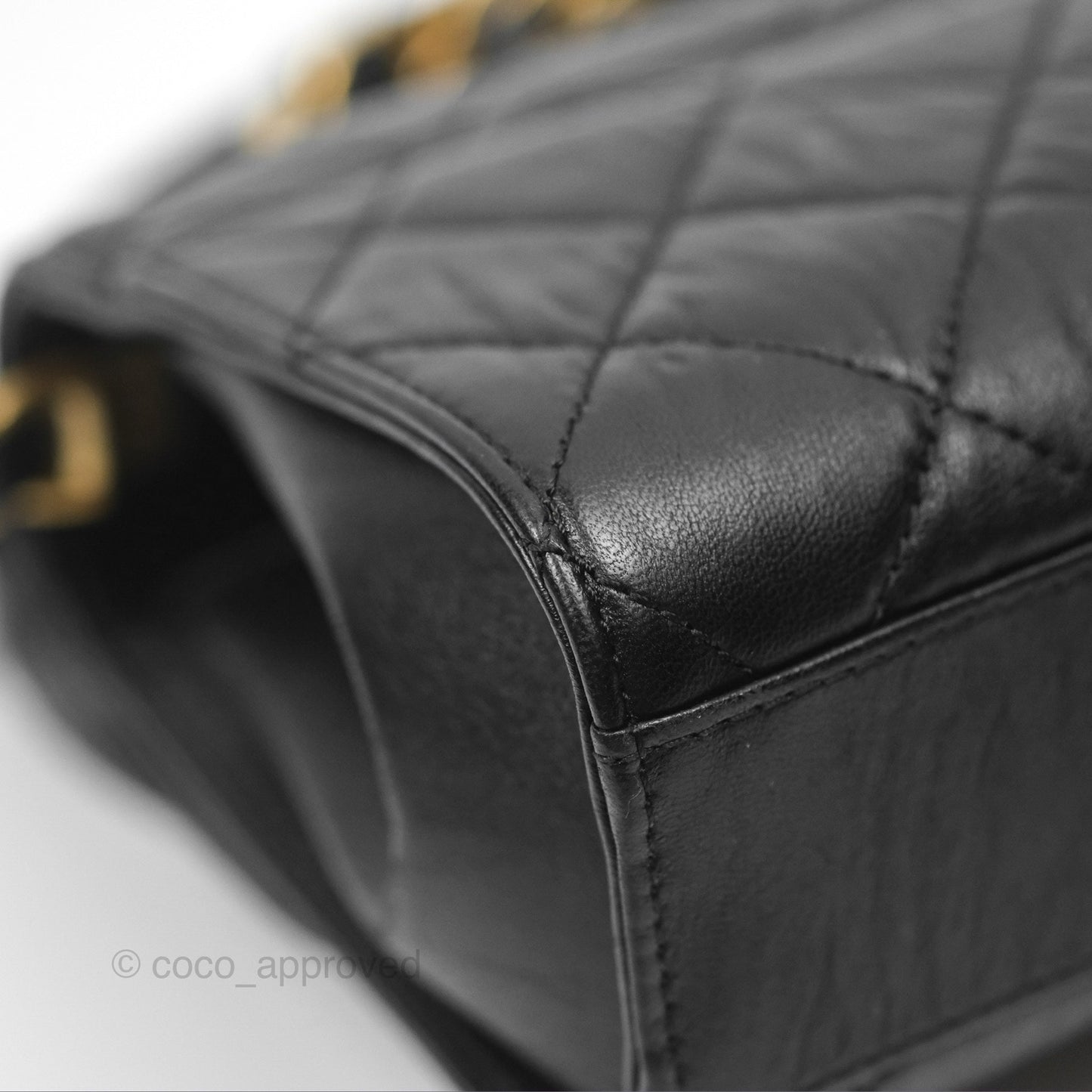 Chanel Mini Wrapped Handle Flap Bag Black Crumpled Lambskin Aged Gold Hardware 21S