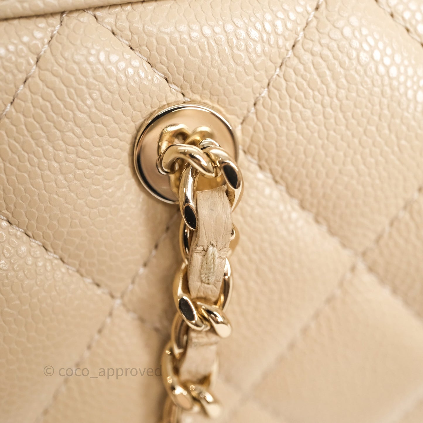 Chanel Mini Quilted Bowling Bag Beige Caviar Gold Hardware 25P