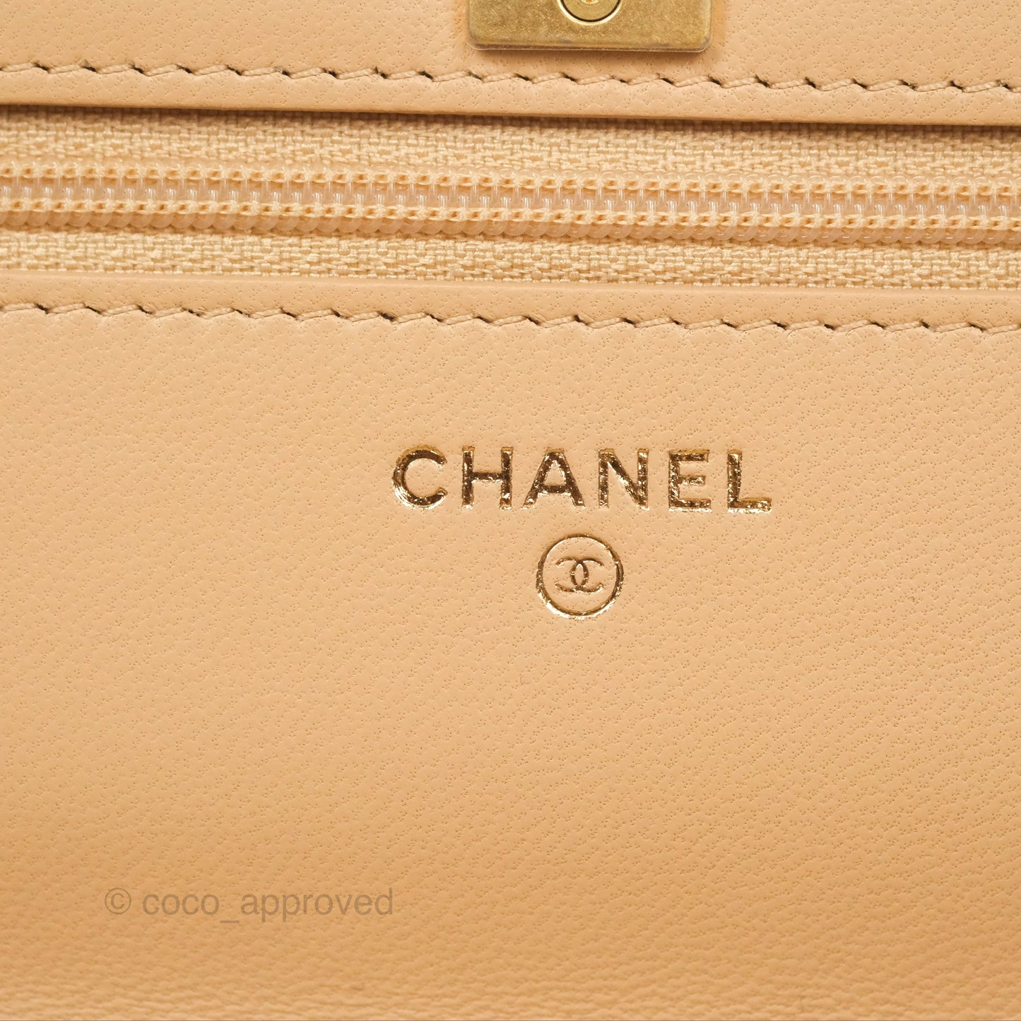 Chanel Quilted Pearl Crush Wallet on Chain WOC Beige Lambskin Aged Gold Hardware