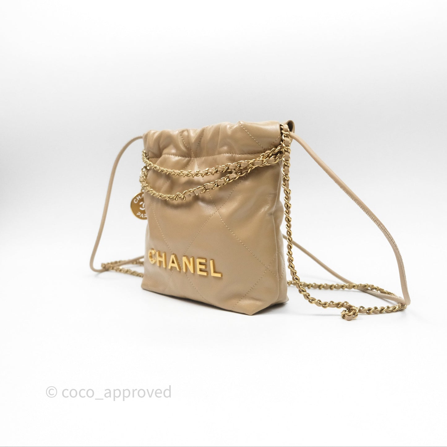 Chanel 22 Mini Bag Beige Shiny Crumpled Calfskin
