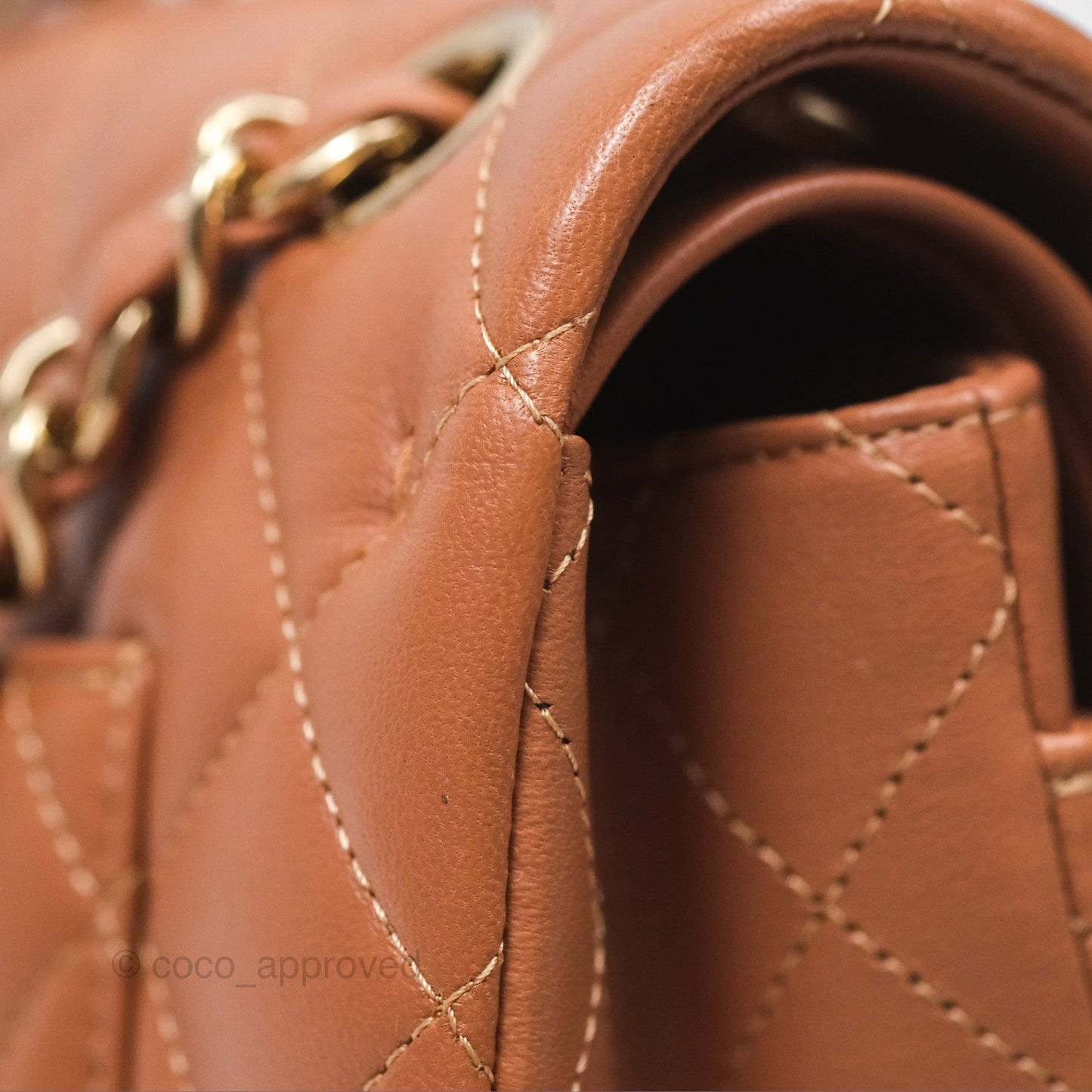 Chanel Small Classic Quilted Flap Dark Beige Caramel Lambskin Gold Hardware