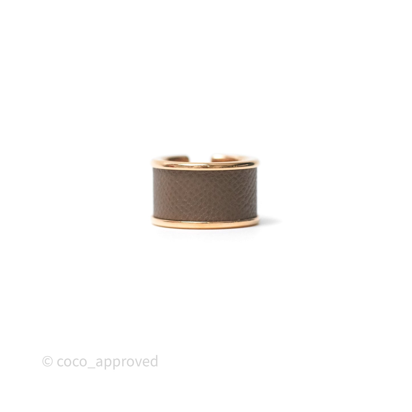 Hermès Olympe Ring Large Model Etoupe 18 Epsom Rose Gold Hardware