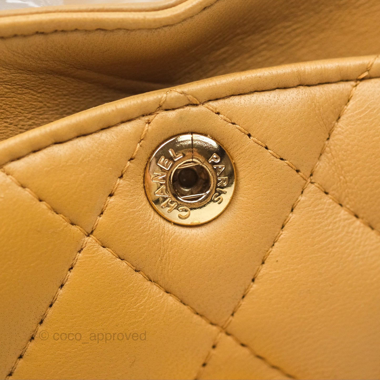 Chanel Vintage Small Classic Flap Beige Lambskin 24K Gold Hardware