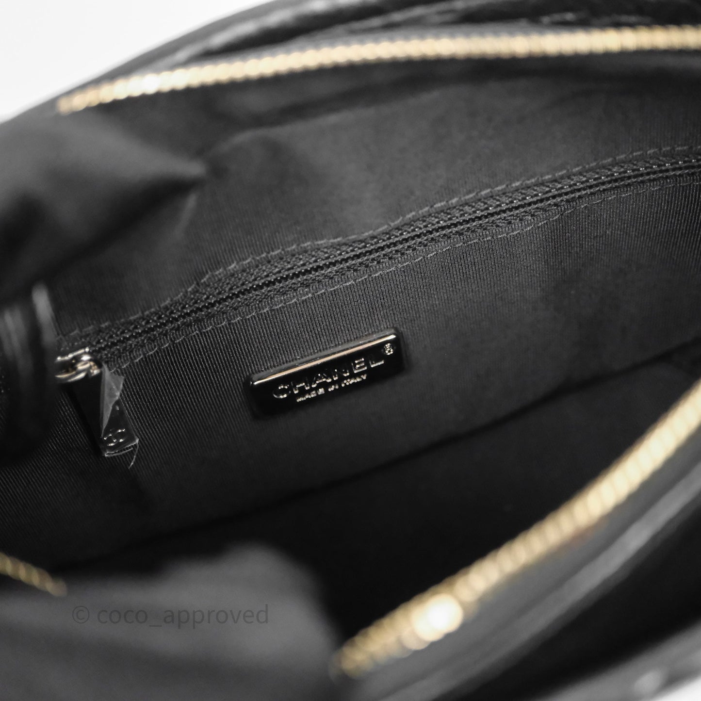 Chanel Crocodile Embossed Calfskin Small Gabrielle Cocodile Hobo Black