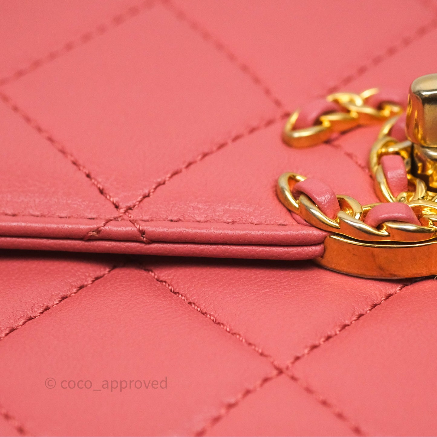 Chanel Quilted Small Chain Infinity Handle Bag Pink Lambskin Aged Gold Hardware