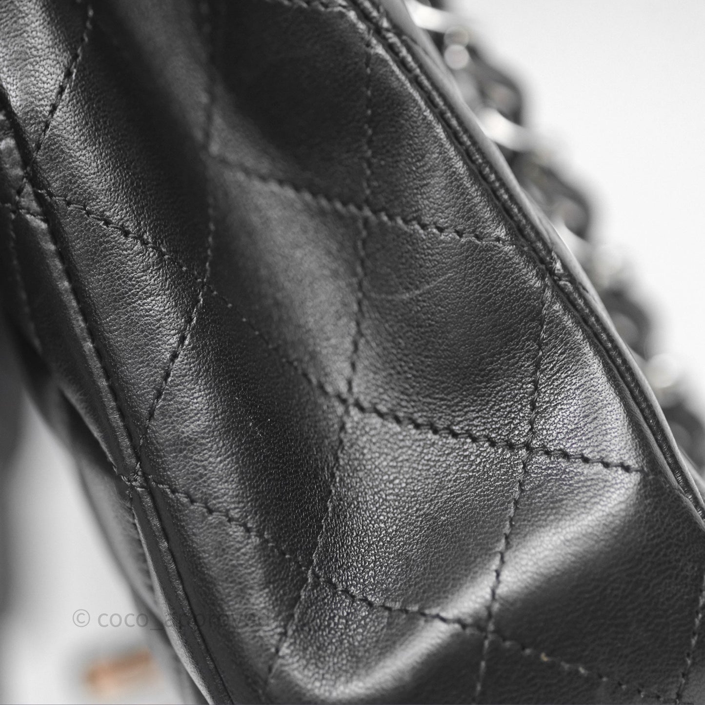 Chanel Classic M/L Medium Flap Quilted Black Lambskin Silver Hardware