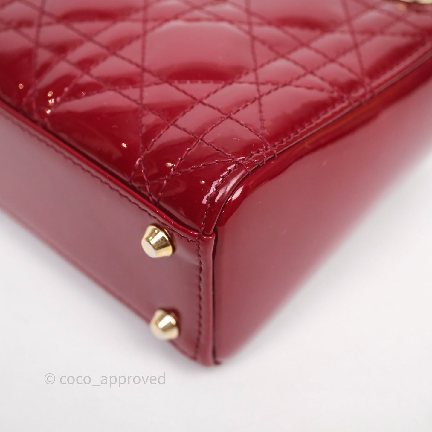 Christian Dior Mini Lady Dior Bag Red Patent Gold Hardware