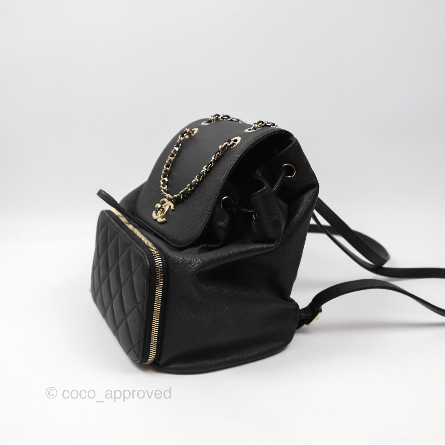 Chanel Quilted Business Affinity Backpack Black Caviar Gold Hardware