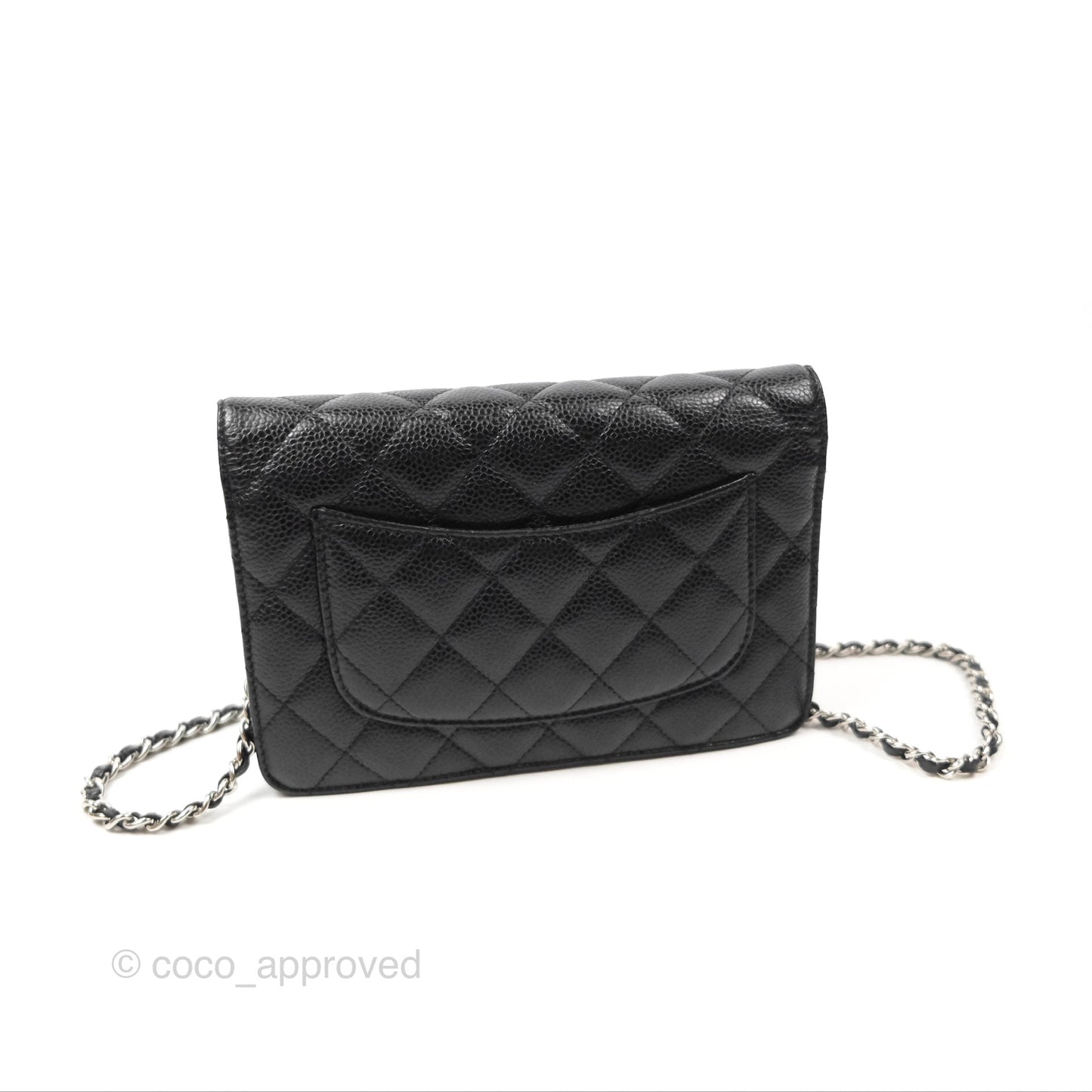 Chanel Quilted Classic Wallet On Chain WOC Black Caviar Silver Hardware