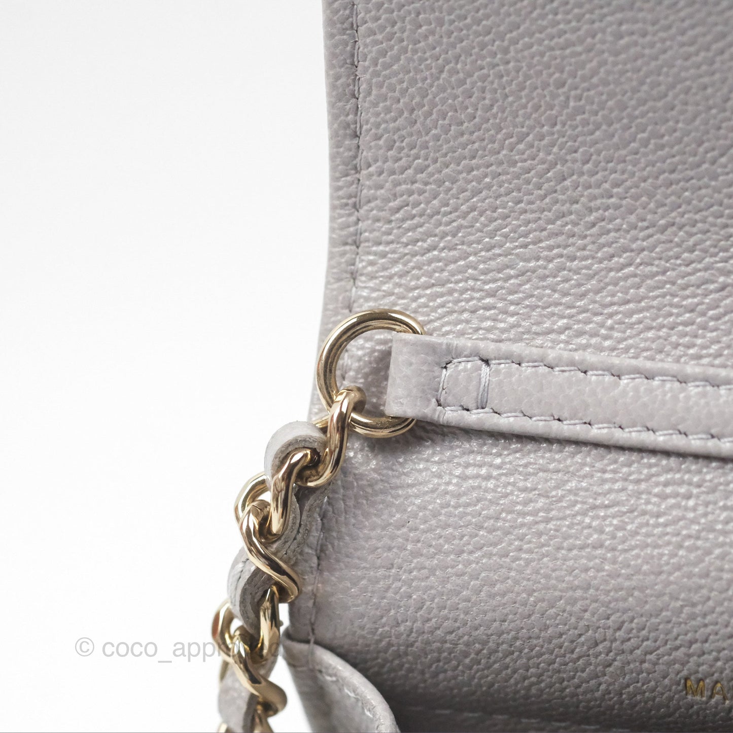 Chanel Quilted Phone Holder Grey Caviar Gold Hardware