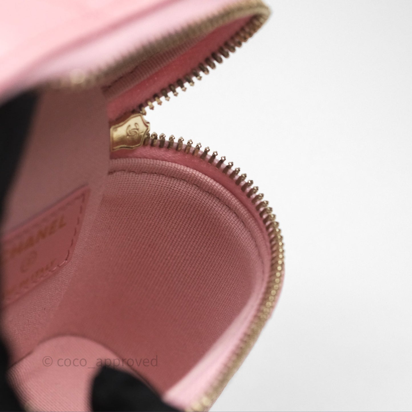 Chanel Quilted Mini Handle With Care Vanity Case With Chain Pink Caviar Gold Hardware