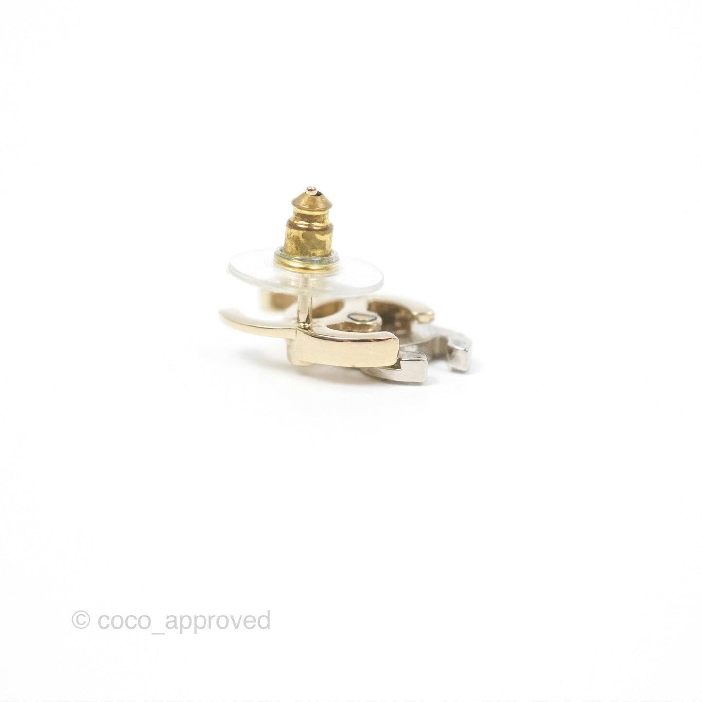 Chanel Double Crystal CC Earrings Silver & Gold Tone 21A