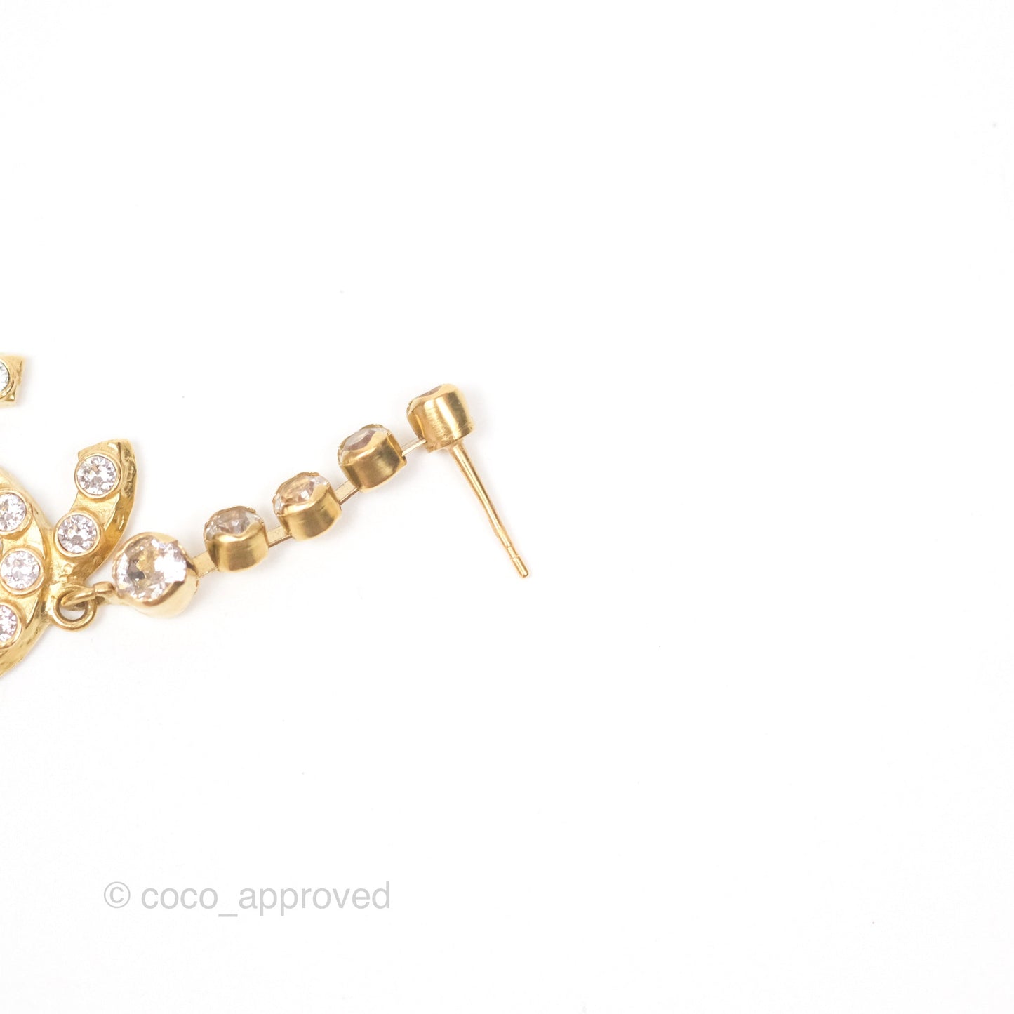 Chanel Crystal CC Drop Earrings Gold Tone 20S